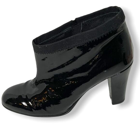 RAS Made in Spain Black Patent Genuine Leather Bootie Sz 8.5 - Picture 3 of 11